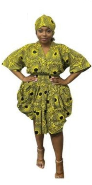 African Balloon Dress (Blue & Black Batik) Africa Love African Balloon Dress (Blue & Black Batik) Africa Love