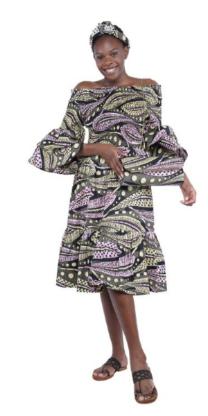 Off-Shoulder Fit & Flare Dress Ghana Africa Love Off-Shoulder Fit & Flare Dress Ghana Africa Love