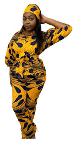 African Top & Pant Set - Harvest Blue