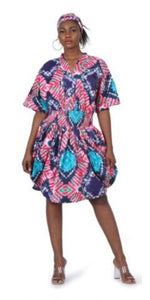 African Balloon Dress (Blue Tie Dye)