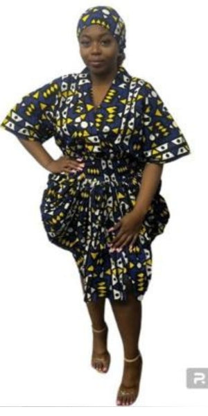 African Balloon Dress (Black & Gold)