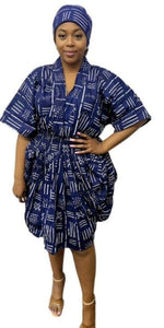 African Balloon Dress (Blue Tie Dye)