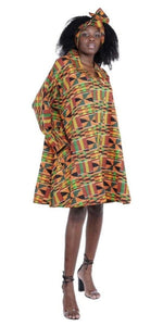 Dashiki Print Dress  (Green)