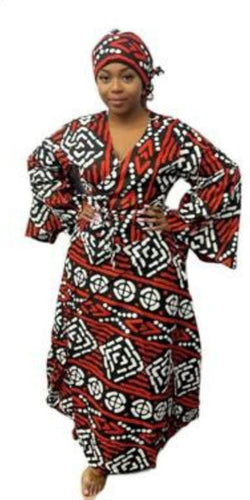 Hathi Wrap Dress - Red Motif