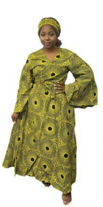 Hathi Wrap Dress - Yellow Motif