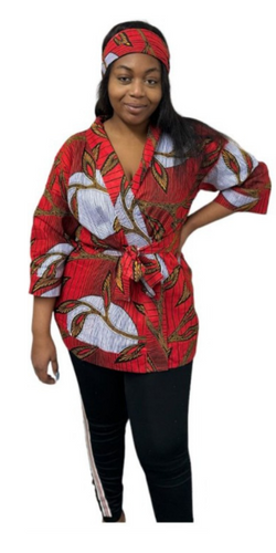 Kimono Half Length Ankara - Red