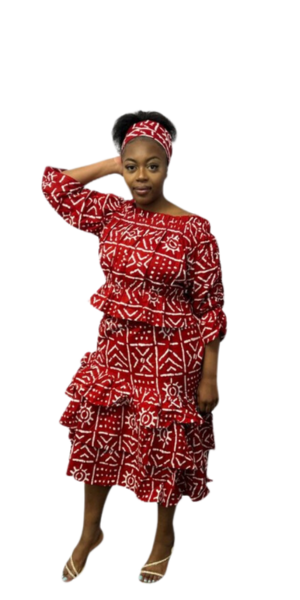 open lace back dress Tiered Skirt & Ruffle Top Set Modcloth (Red) – Africa Love