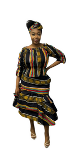 Tiered Skirt & Ruffle Top Set African Chic