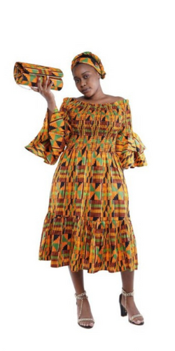 Off-Shoulder Fit & Flare Dress Ghana