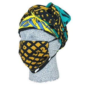 African Headwraps and Face Masks (Kente Cloth D)