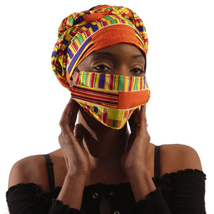 African Headwraps and Face Masks (Ankara Cloth B)