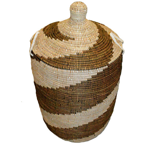 Hamper/Storage Basket - Brown & White Spiral