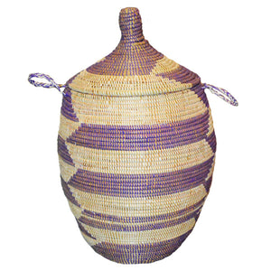 Hamper/Storage Basket - Purple & White